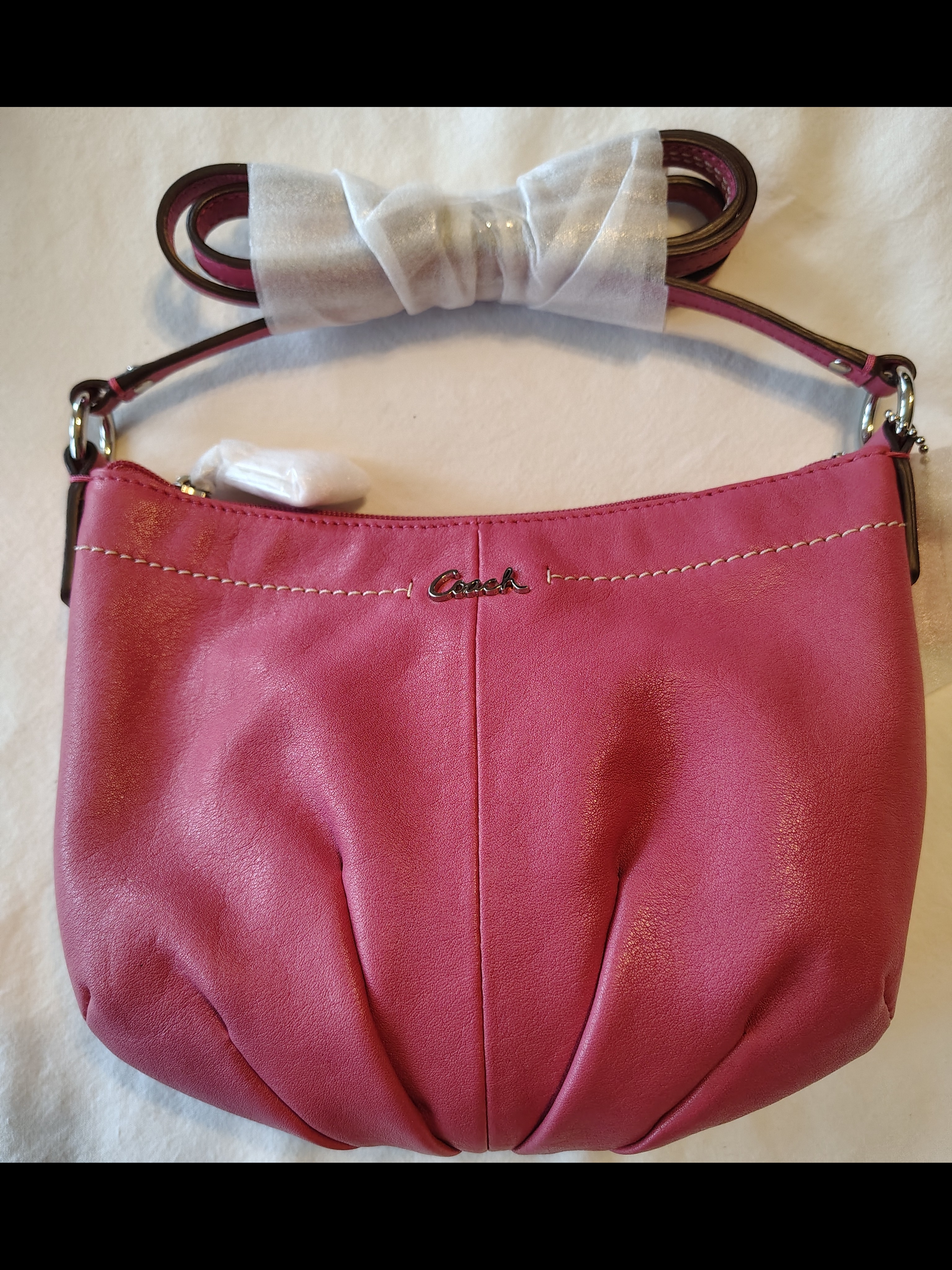 Coach Ashley Pleated Crossbody Swingpack Watermelon Light Blush Handbag Nwot
